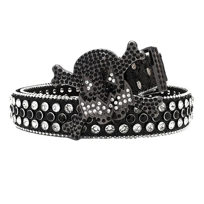 Black Belt with Studded Rhinestones