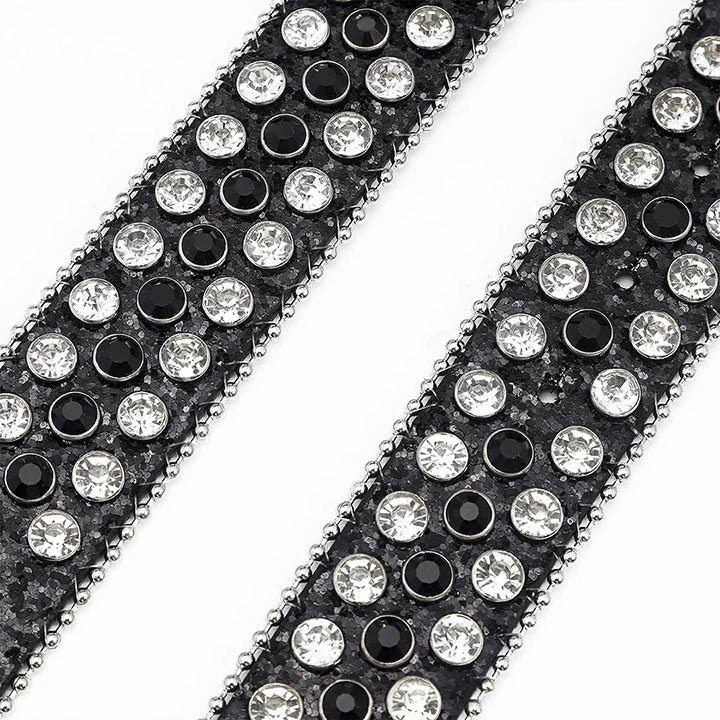 Black Belt with Studded Rhinestones