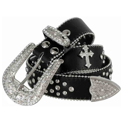 Silver Cross Rhinestones Belts