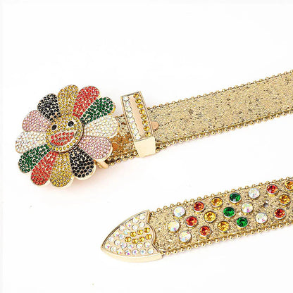 Flower Buckle Studded Rhinestones