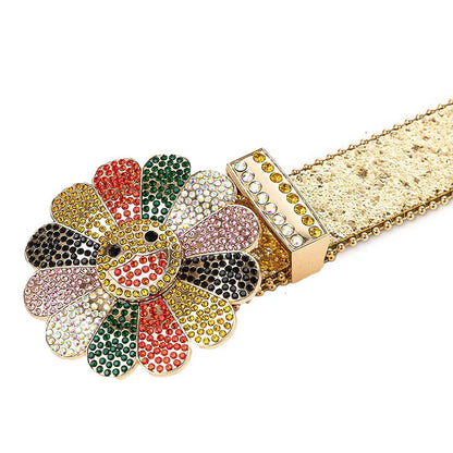 Flower Buckle Studded Rhinestones