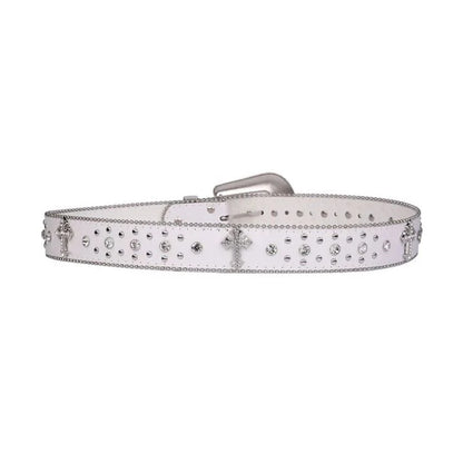 Engraved Strap with Rhinestones Belt