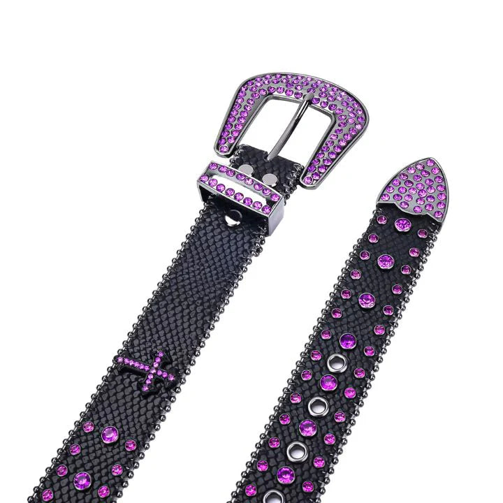 Purple Cross Rhinestone Belt