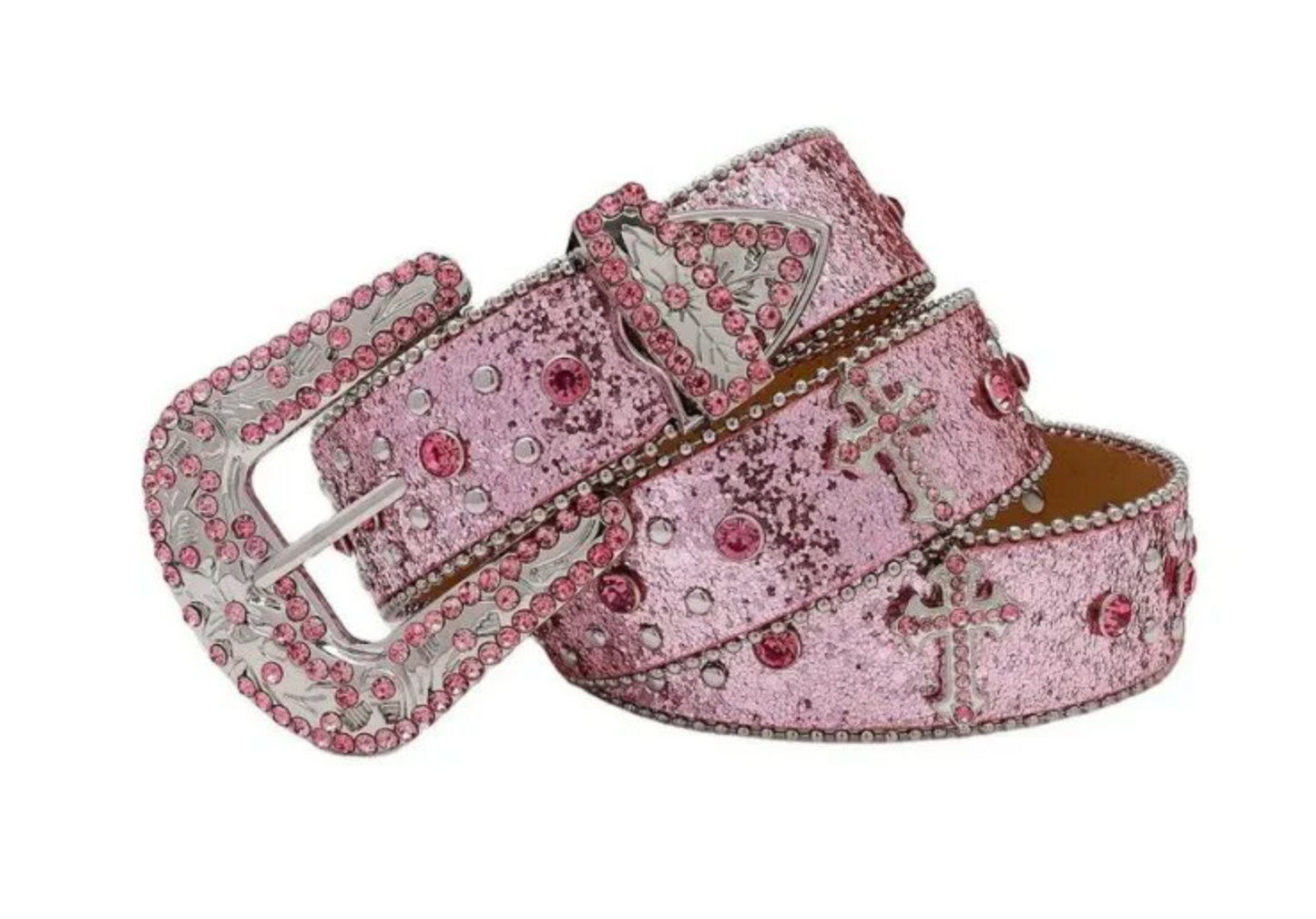 Pink Rhinestone & Silver Belt