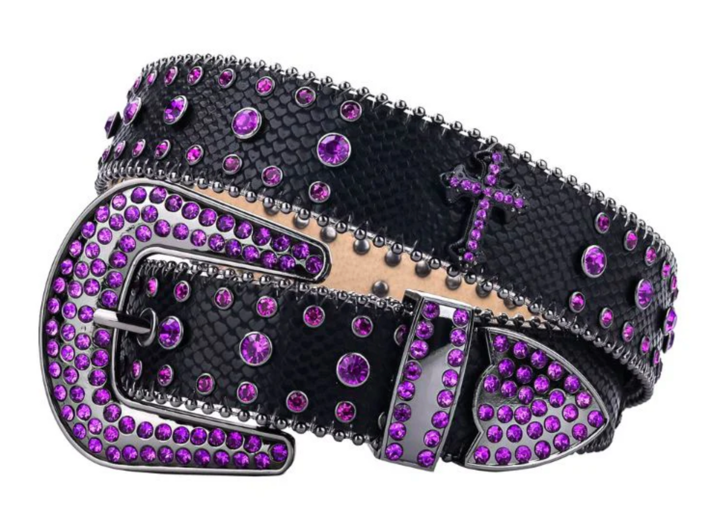 Purple Cross Rhinestone Belt