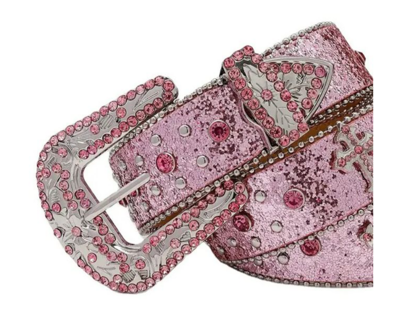 Pink Rhinestone & Silver Belt