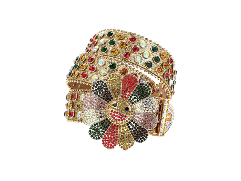 Flower Buckle Studded Rhinestones