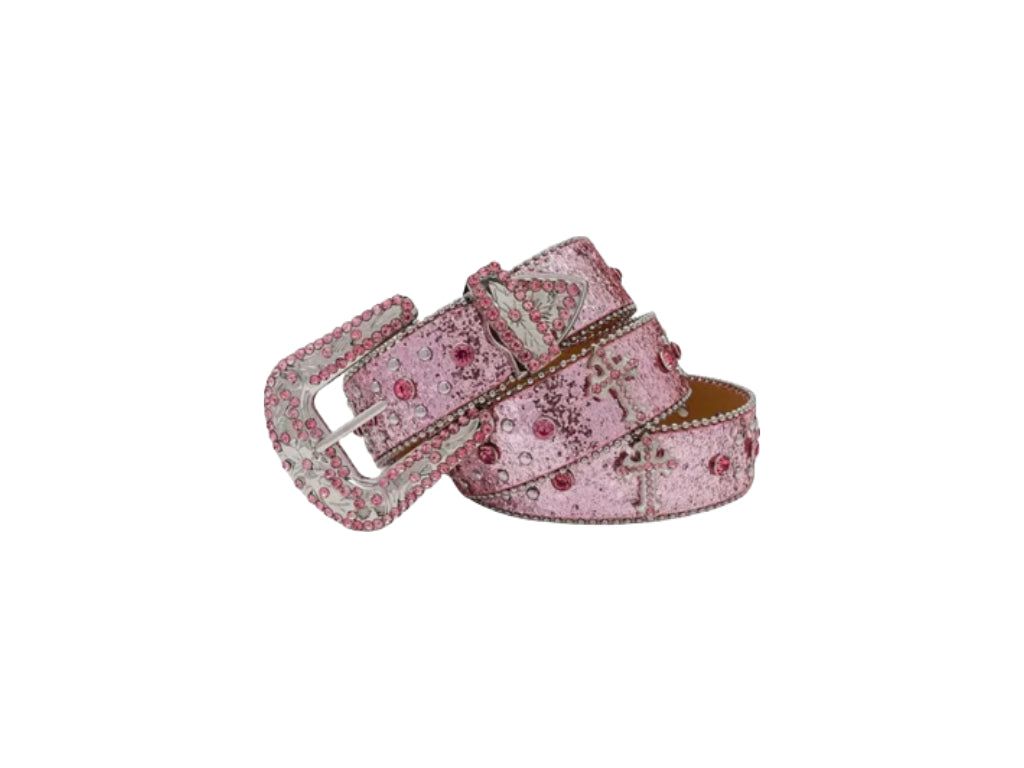 Pink Rhinestone & Silver Belt