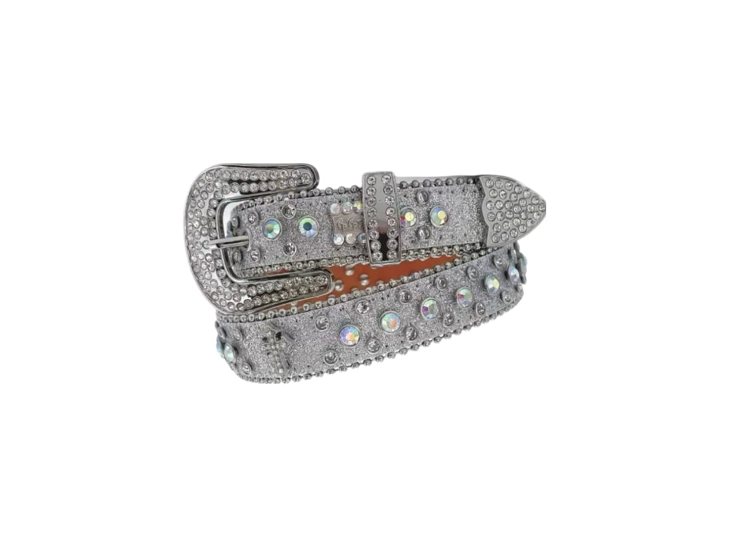 Rhinestone Studded Western Belt with Cross