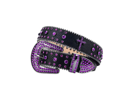 Purple Cross Rhinestone Belt